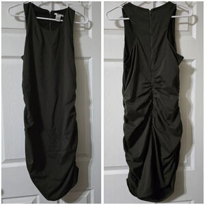 Esley Ruched Stretchy Bodycon Mini Dress w/Studded Metal Trim, Back Zipper, EUC!